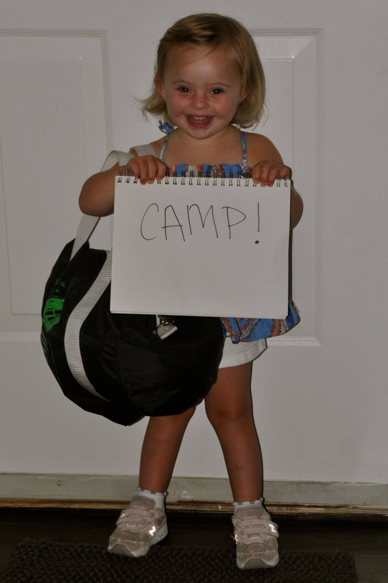 Ellie heads to her first day of camp at 3.