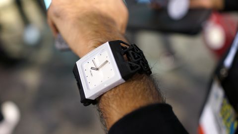 When 3D printers and wearable technology meet, people can make their own creative watch straps like this one spotted at the <a href="http://www.3dsystems.com/" target="_blank" target="_blank">3DSystems</a> booth at CES.