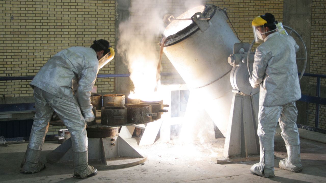Technicians work inside of a uranium conversion facility near Tehran, Iran.
