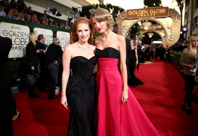 Jessica Chastain, left, and Taylor Swift 
