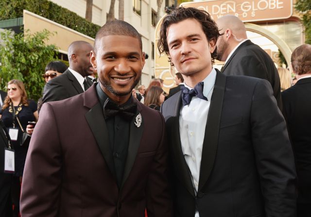 Usher, left, and Orlando Bloom