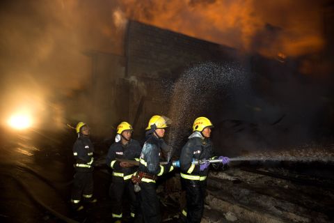 Firefighters battled the blaze that razed two thirds of the town for 10 hours.