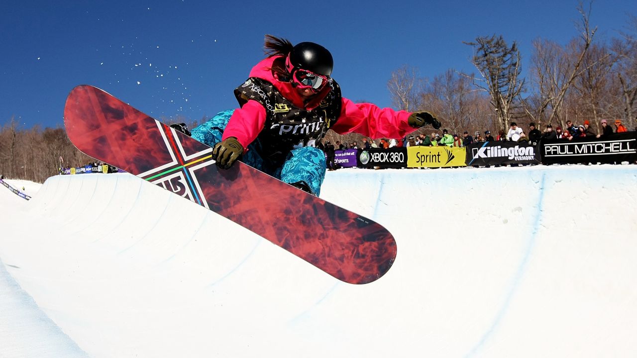 Kelly Marren rides the half pipe during the U.S. Snowboarding Grand Prix in 2009 in Killington, Vermont.