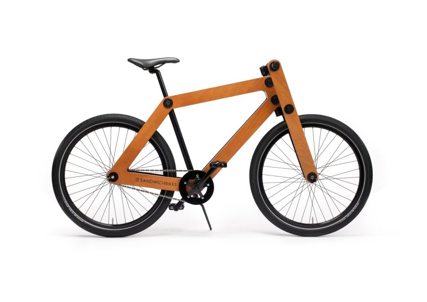 The Dutch-designed Sandwichbike is made from two weatherproof beech wood panels. The self-assembly vehicle clocks in at €799.00 ($1,086) -- though what you're paying for is the innovation. 