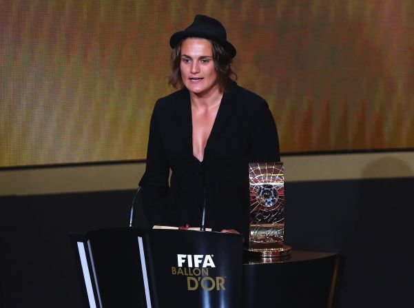 Having saved two penalties in a 1-0 win over Norway in the final Euro 2013, German goalkeeper Nadine Angerer was crowned the best women's player in the world ahead of Brazi's Marta and American Abby Wambach. She becomes the first goalkeeper to win the female crown. 