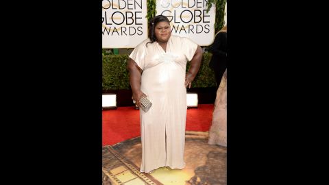 Gabourey Sidibe arrives on the red carpet at the 2014 Golden Globe Awards on January 12.