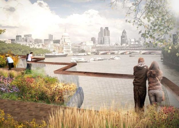 Heatherwick was inspired by the scene in Titanic when DiCaprio took Kate Winslet to the bow of their doomed ship and proclaimed "I'm the king of the world!" So he designed semi-private "balconies" that allow couples to reenact the scene.