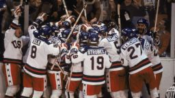 It is known as 'The Miracle on Ice' -- the day when the U.S. ice hockey team made up of college students and amateurs produced one of the greatest moments in Olympic history. Ranked seventh out of the 12 teams entering the tournament, the Americans qualified for the final where it met the Soviet Union, a team which had won gold in each of the previous four Games. Mike Eruzione was the hero, scoring the winning goal in a 4-3 victory which will never be forgotten.