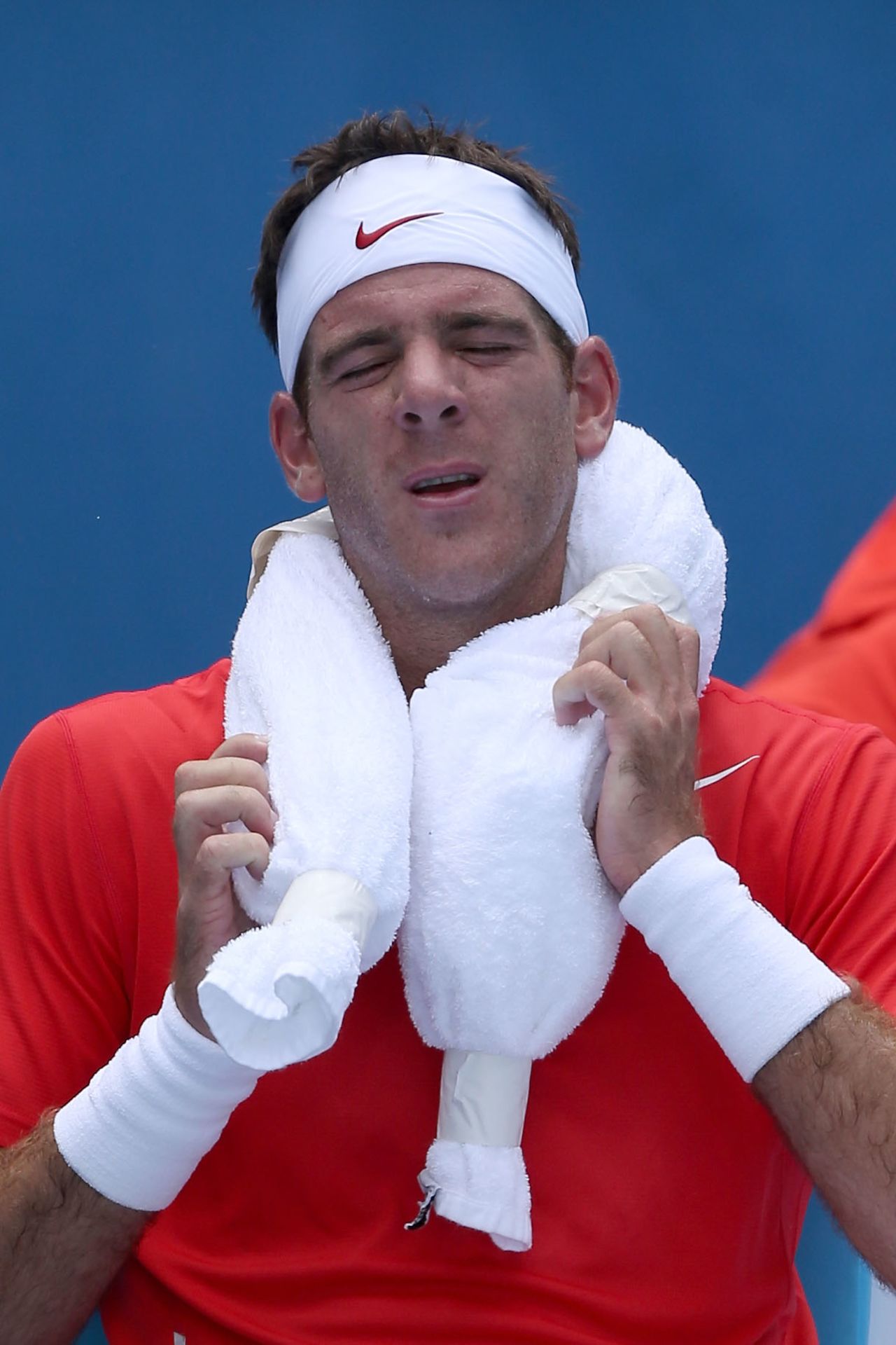 Playing early in the day on Tuesday, Argentina's Juan Martin del Potro felt the heat during his win over American Rhyne Williams.