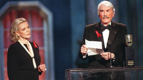 Elizabeth Taylor received the 1997 award. Onstage, Gregory Peck (with Lauren Bacall) read a letter from Taylor, who was recovering from a fall and unable to attend the event.