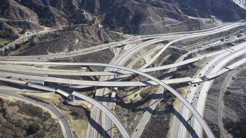 Sections of freeway ramps collapsed during the Northridge earthquake on January 18, 1994.