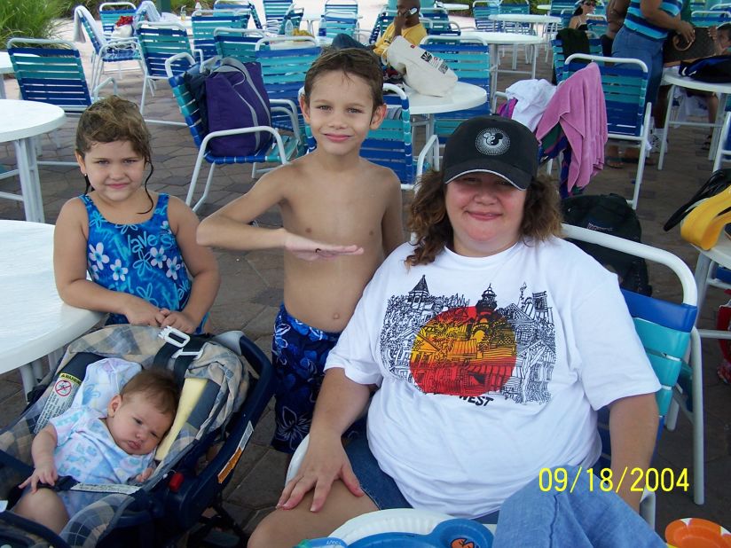 Gabi Rose suffered with weight problems for more than a decade before she led her family on a weight-loss journey. In 2004, the year this photo was taken, she weighed 298 pounds. She's seen here with her older son Josh, younger son Noah and daughter Rachel in Pembroke Pines, Florida.