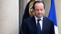 French President Francois Hollande looks on after meeting with Abu Dhabi Crown Prince, a week before a major peace conference opens on Syria, at the Elysee palace in Paris on January 16, 2014.