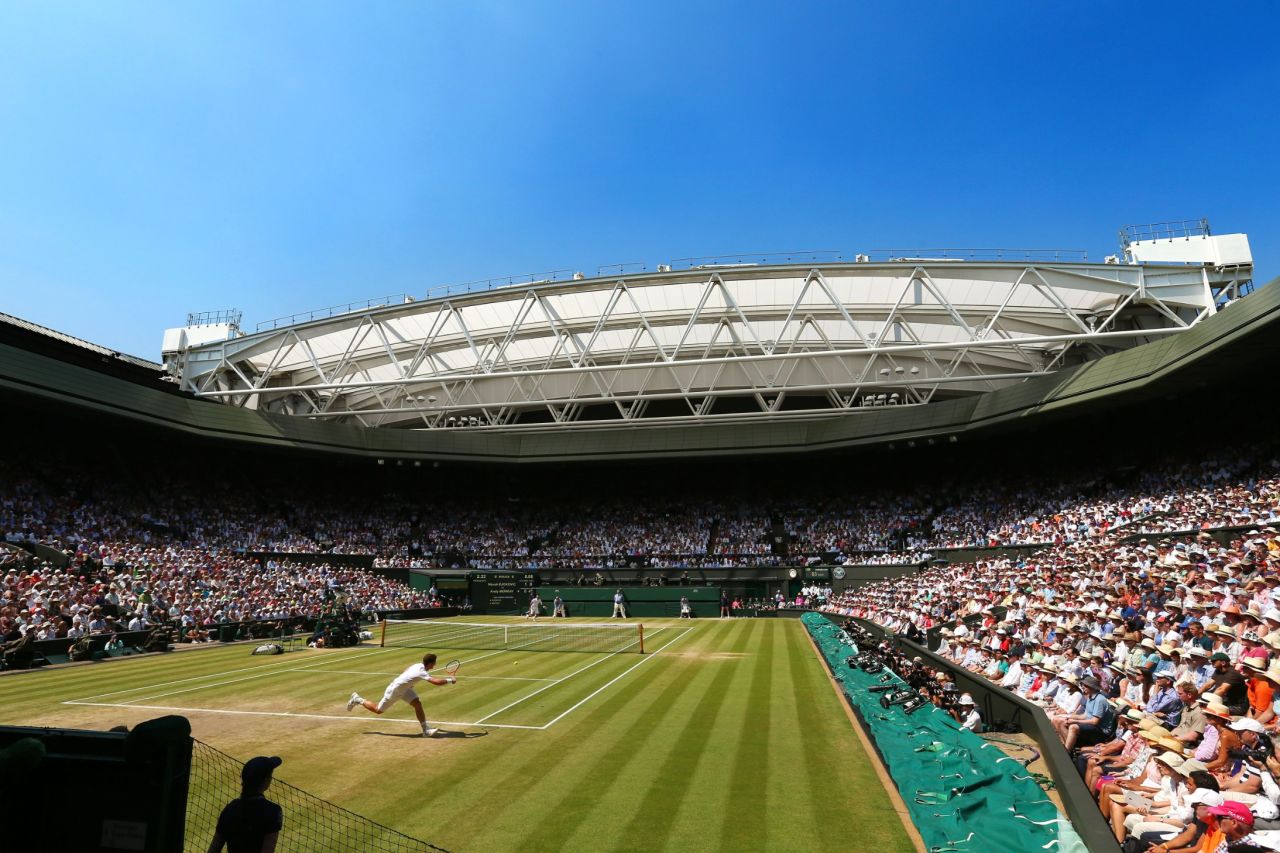 Wimbledon's Centre Court is unfettered by advertising boards but the All-England Club does have partnership deals with official suppliers for the tennis grand slam event. 