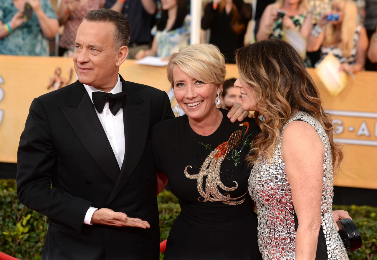 From left, Tom Hanks, Emma Thompson and Rita Wilson