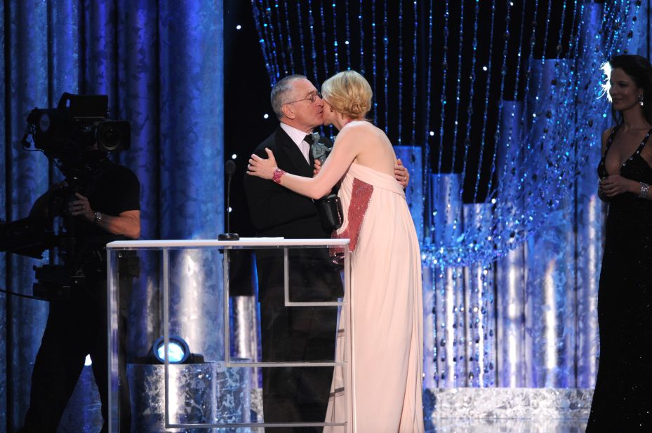 Robert De Niro presents Cate Blanchett with the award for outstanding performance by a female actor in a leading role for "Blue Jasmine."