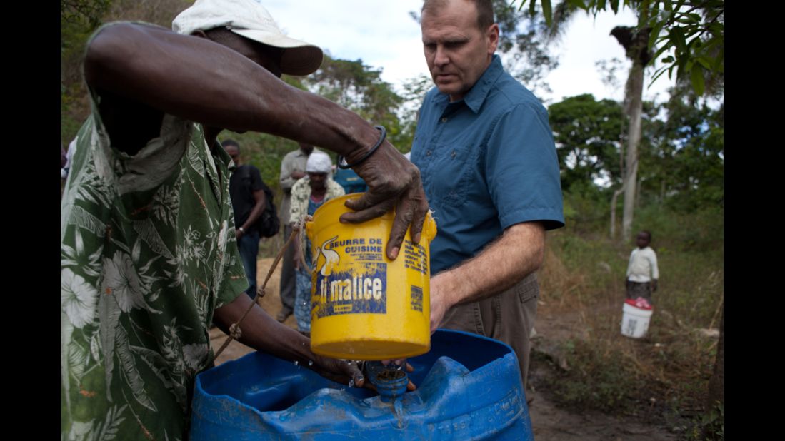 Gary White visits a community in need of safe water near Pigñon, Haiti. 