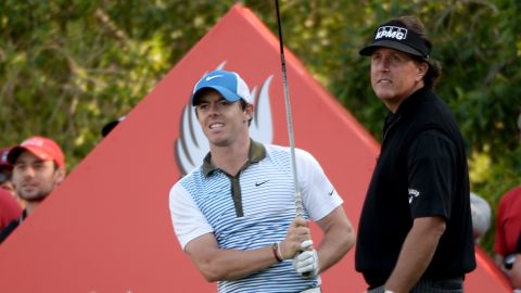 It just wasn't Rory McIlroy (left) and Phil Mickelson's day at the final round in Abu Dhabi even though both hit form.