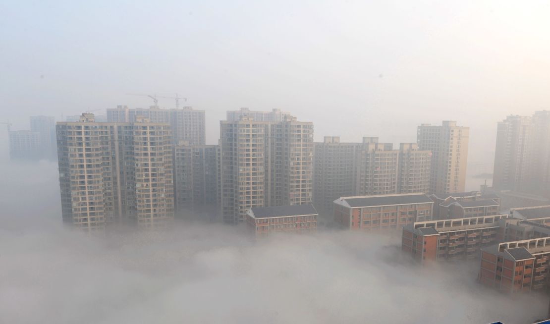 In Hunan Province, smog shrouds the city of Changsha on January 14, 2014.