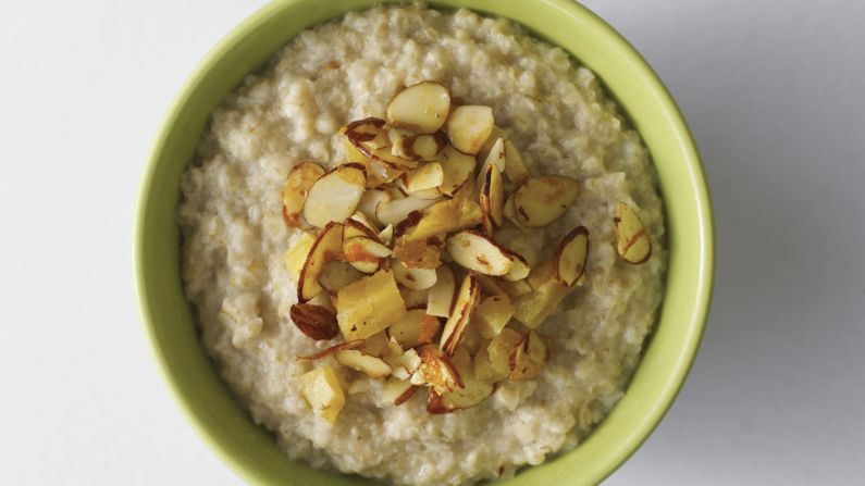 <strong>Oatmeal</strong><br /><br /><a href="index.php?page=&url=http%3A%2F%2Fwww.health.com%2Fhealth%2Fgallery%2F0%2C%2C20306673%2C00.html" target="_blank" target="_blank">Oatmeal</a>'s filling force comes from its high fiber content and its uncanny ability to soak up liquid like a sponge. When cooked with water or skim milk, the oats thicken and take more time to pass through your digestive system, meaning you'll go longer between hunger pangs.<br /><br /><strong>Feel even fuller:</strong> Sprinkle almonds on top of your bowl. "The nuts pack protein and fiber and contain unsaturated fats that can help stabilize insulin levels," regulating blood sugar, Katz says.<br /><br /><a href="index.php?page=&url=http%3A%2F%2Fwww.health.com%2Fhealth%2Fgallery%2F0%2C%2C20735735%2C00.html" target="_blank" target="_blank">Health.com: 13 comfort foods that burn fat</a> 