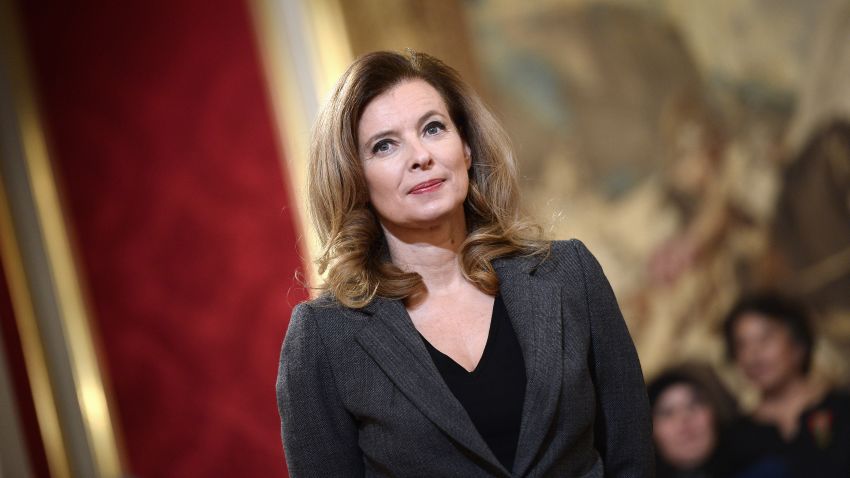 French president Francois Hollande's companion Valerie Trierweiler attends a Family Medal ceremony on November 30, 2013 at the Elysee palace in Paris.