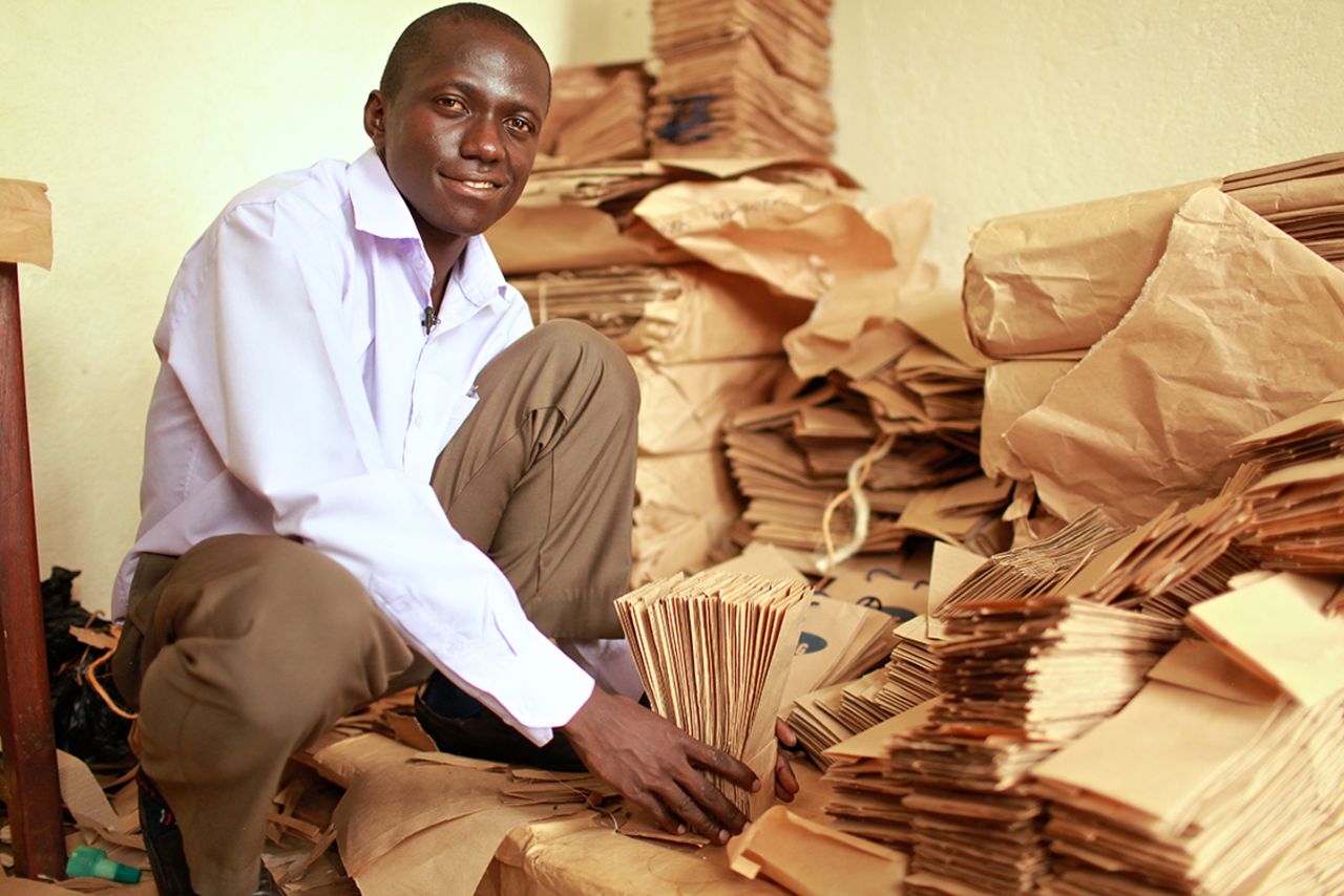 Andrew Mupuya is the founder of Uganda's first registered paper bag company. Youth Entrepreneurial Link Investments (YELI) is  supplying restaurants, supermarkets and medical centers in Kampala.