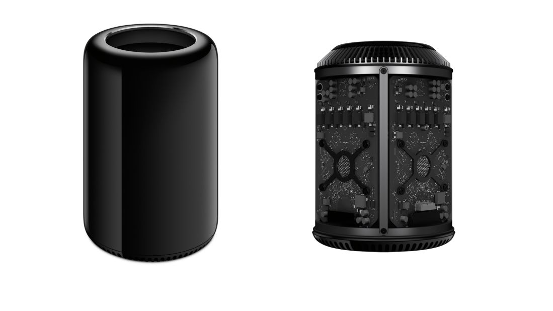 Released in December 2013,<a href="http://www.cnn.com/2013/12/18/tech/gaming-gadgets/apple-mac-pro-sale/index.html?iref=allsearch" target="_blank"> the new Mac Pro</a> is Apple's high-end workhorse computer for users with intense graphic and video needs. It's a silver and black cylinder that stands 10 inches tall.