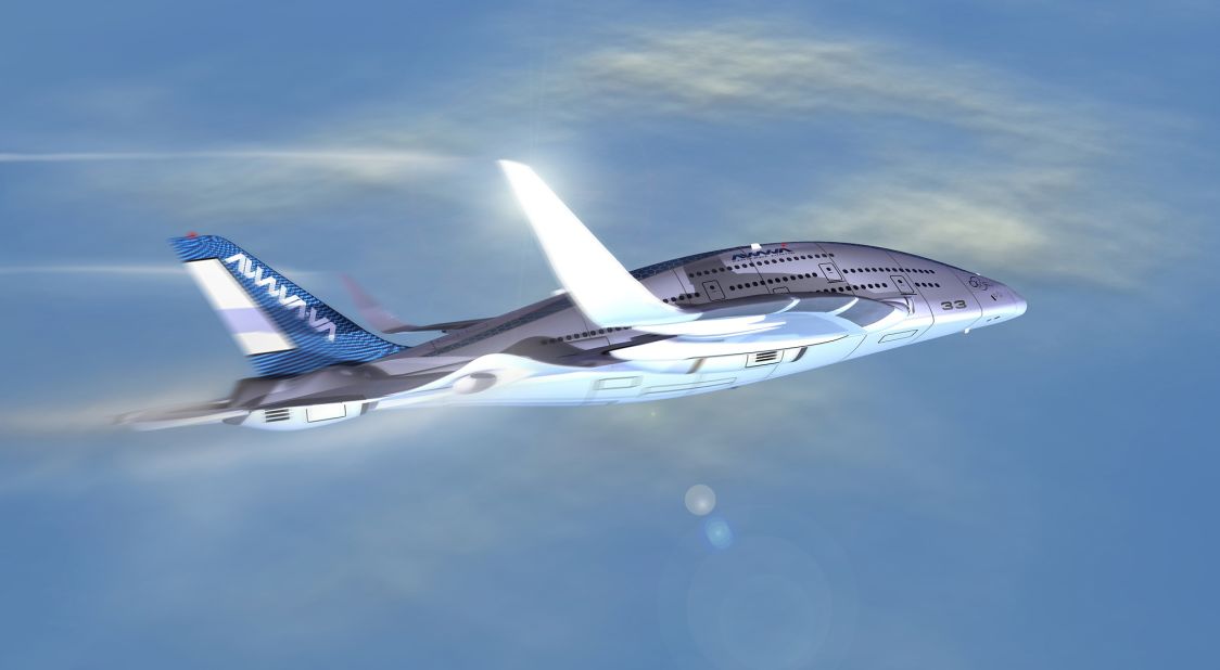 Sky Whale will have "active wings" powered by a hybrid turbo-electric propulsion system, making it more energy-efficient than today's planes. Viñals also says the wings would have "self-healing skin," a technology still in the works. 