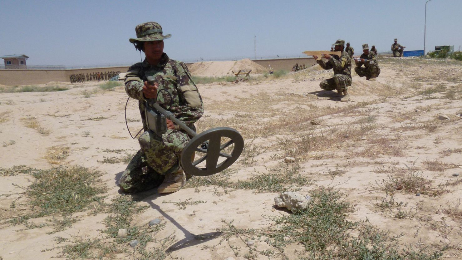 [File photo]  Afghanistan National Army (ANA) take part in a de-mining exercise at Camp Shaheen on June 12, 2013.