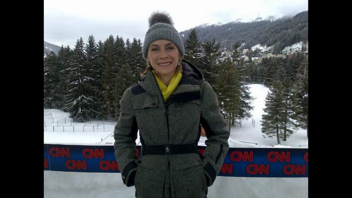 CNN's Nina Dos Santos is getting ready for her live shot in Davos.
