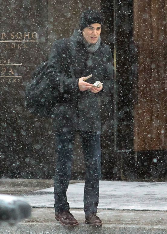"Vampire Diaries" star Paul Wesley tries to grab a cab in snowy New York City on January 21.
