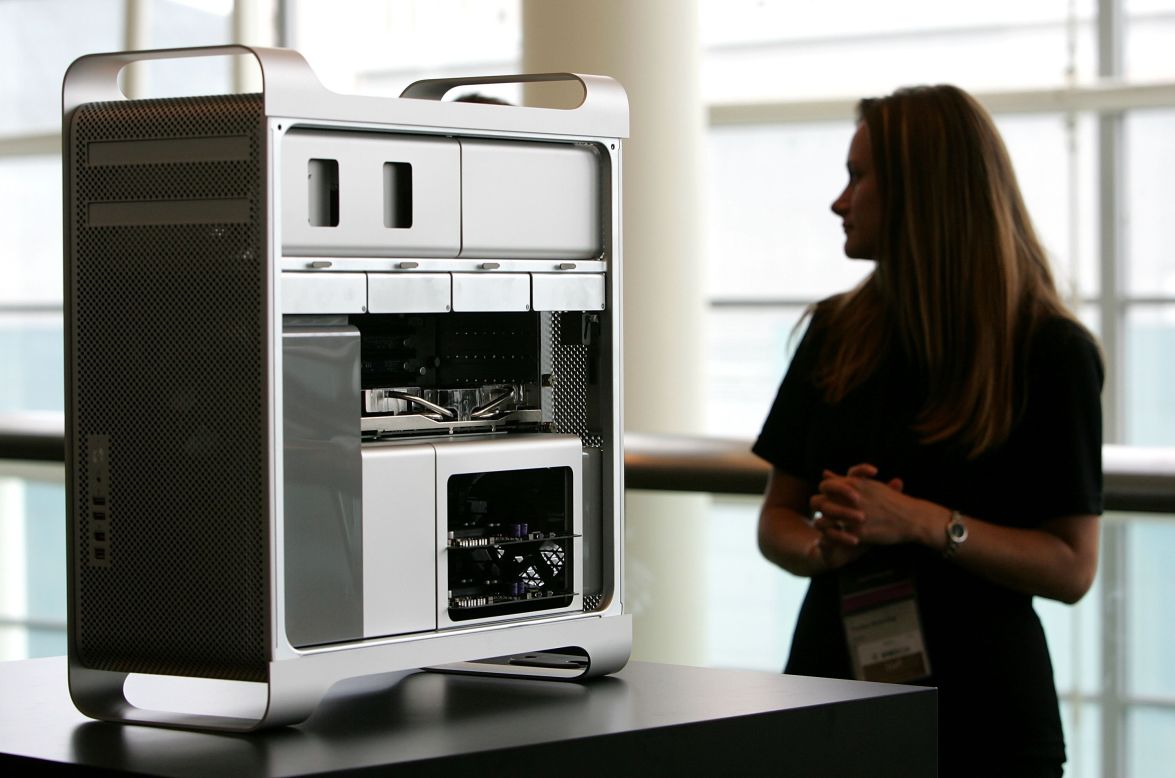 A new Apple Mac Pro desktop computer is displayed at the 2006 Apple Worldwide Developer's Conference in San Francisco.