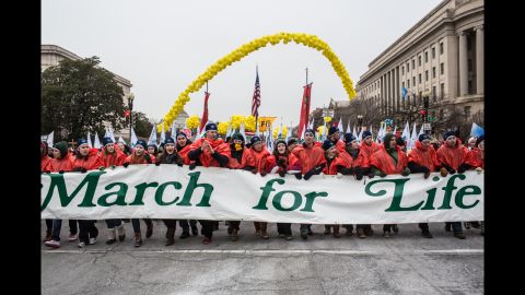 Anti-abortion protesters attend the March for Life on January 25, 2013, in Washington.