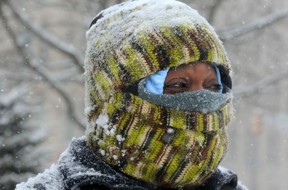 Jason Stoudemire keeps warm while out in Centre Square in Easton, Pennsylvania, on January 21.