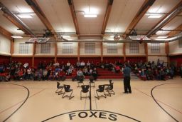 Much of the community gathered for a holiday program at the school in December.