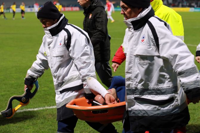 In January Falcao suffered a cruciate ligament injury during a French Cup football match against Chasselay.