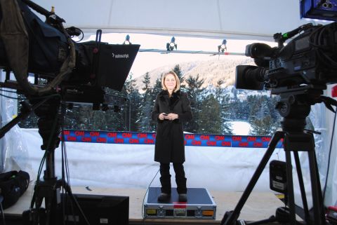 Go behind the scenes of CNN Davos coverage. Here is Nina dos Santos getting ready to go on air at Davos. 