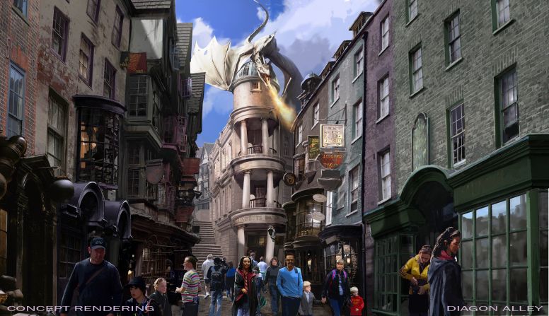The latest installment of The Wizarding World of Harry Potter is scheduled to open this summer in Orlando's Universal Studios theme park. The new attraction, seen here in a rendering, features London and the magic-packed Diagon Alley. The first Harry Potter attraction opened in 2010 in Universal's Islands of Adventure. The two areas will be connected by the Hogwarts Express train for visitors with park-to-park admission.