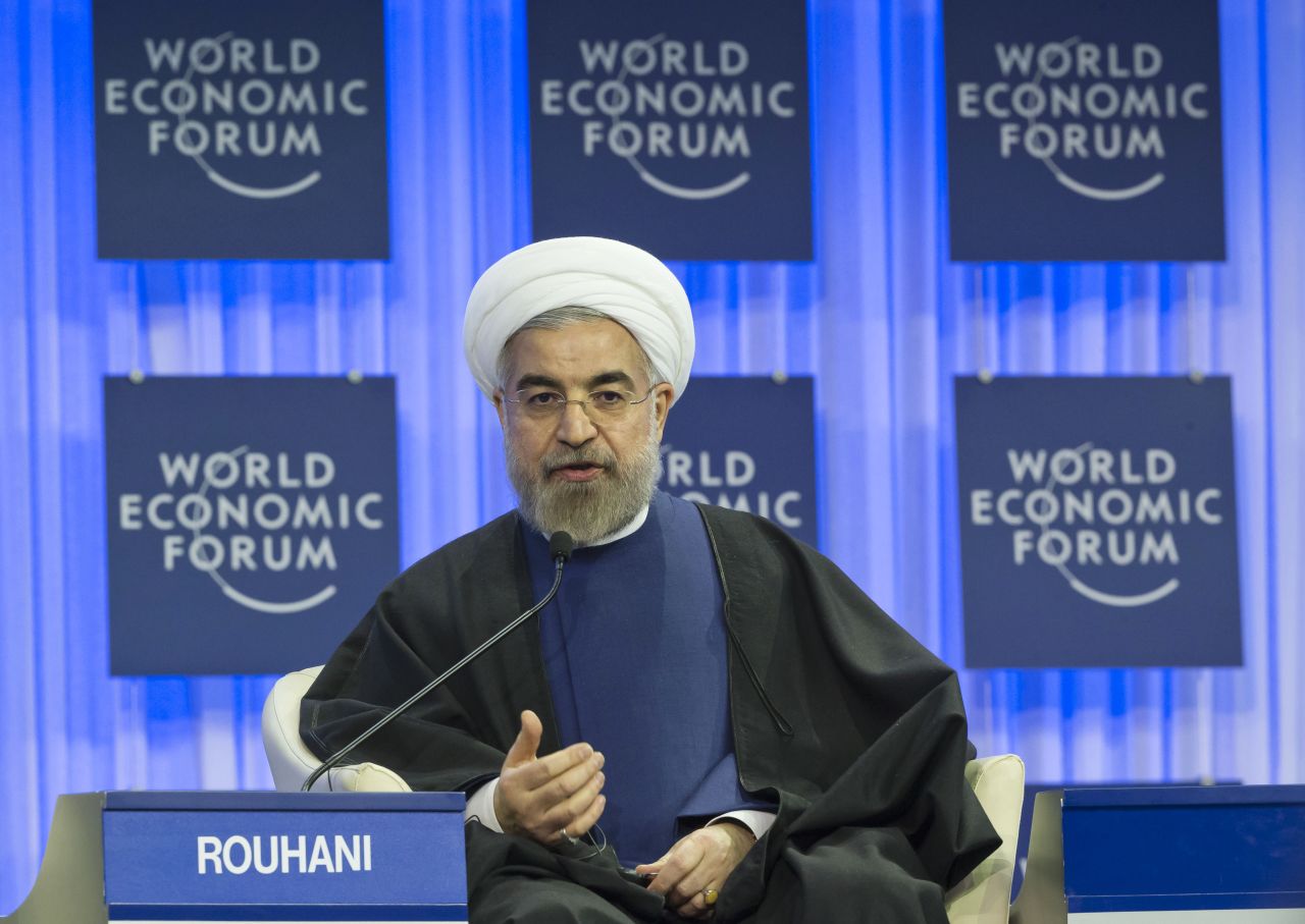 Iranian President Hassan Rouhani takes the stage on Thursday morning, declaring Iran will continue its nuclear program for peaceful purposes