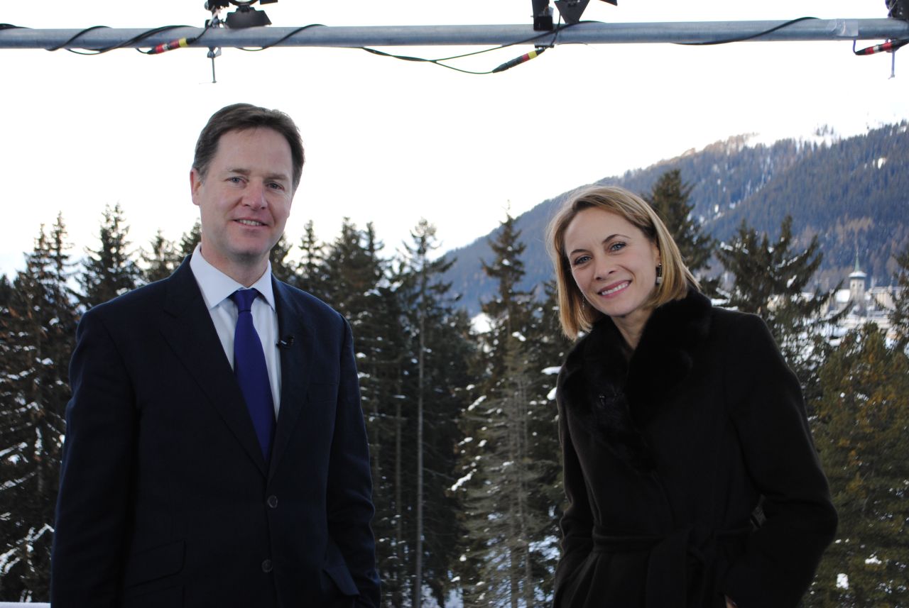 Nina Dos Santos poses for a photo with Nick Clegg, the UK deputy Prime Minister. 
