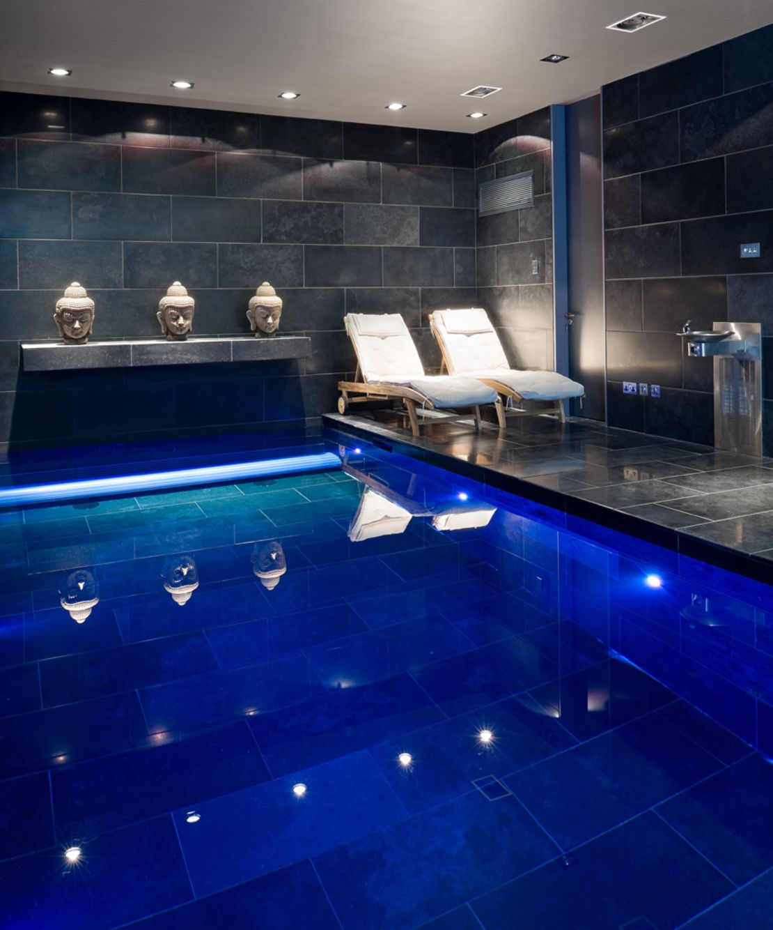 A swimming pool installed in a basement in London.