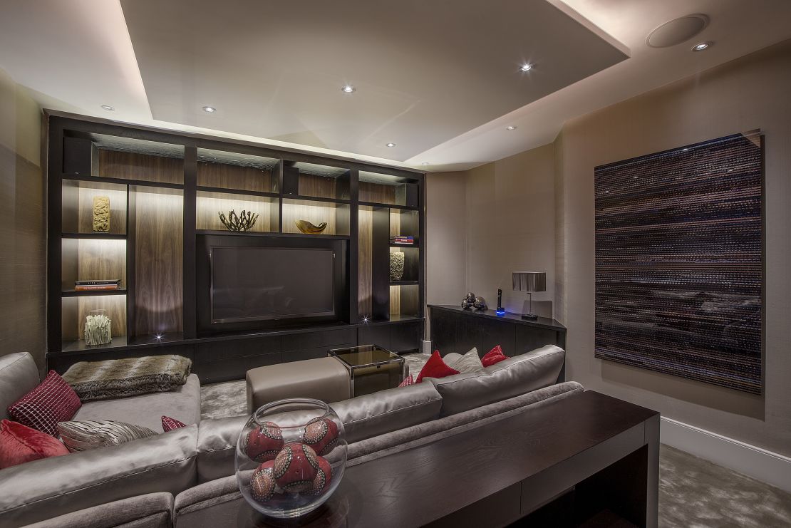 A luxury basement lounge area in a house in Hampstead, London.