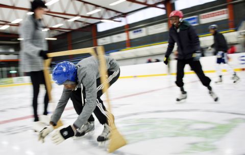 At first they could barely stand on their feet, but now train for two hours a day on the ice -- often opting to keep training after their coach ends the session.