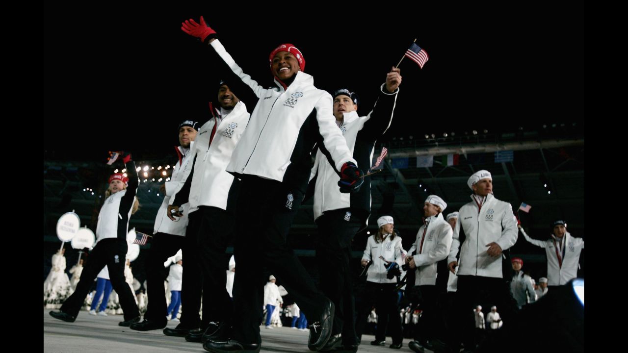 American athletes at the opening ceremony in the 2006 Winter Games in Turin, Italy.