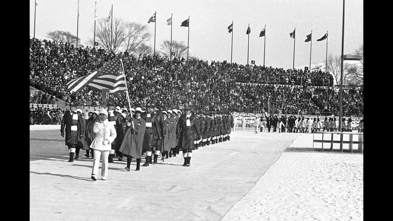 U.S. athletes at the 1972 Winter Olympics in Sapporo, Japan.