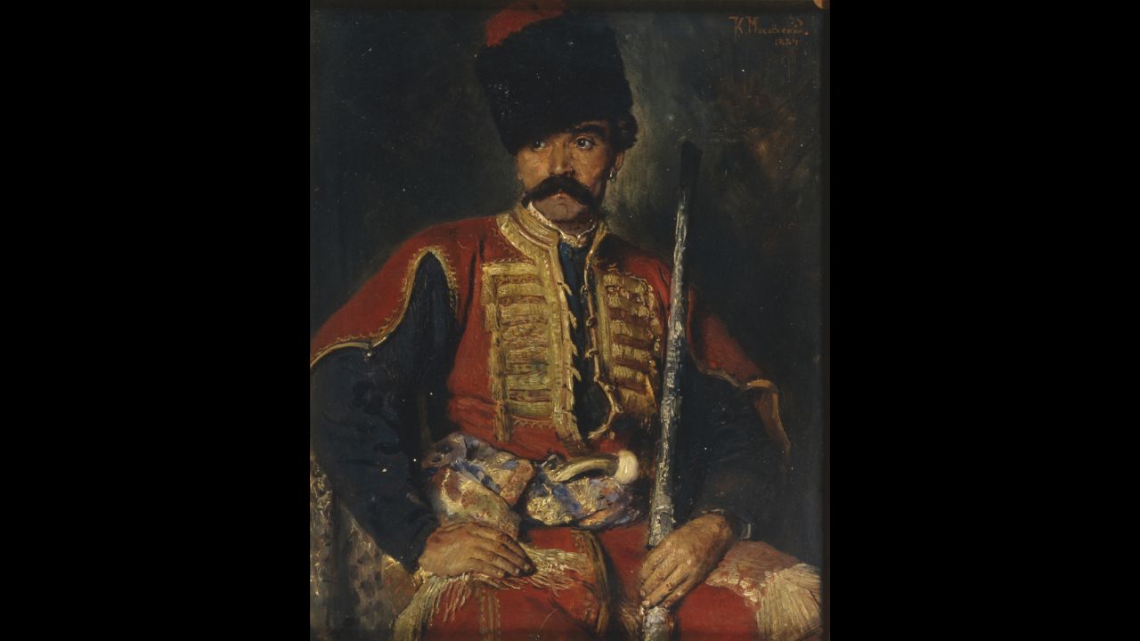 Known for rebelling against Russia's feudal system, the Cossacks allied with Russia's tsars to help create the monolithic Russian Empire.  This 19th century painting depicts a Zaporozhian Cossack from modern-day Ukraine.