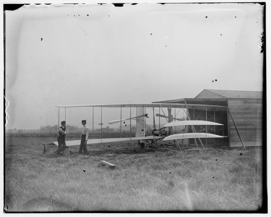 Wilbur and Orville Wright gained permission from the landowner to use the field as a flight test facility and flying school. Aircraft were stored in a small wooden hangar. 