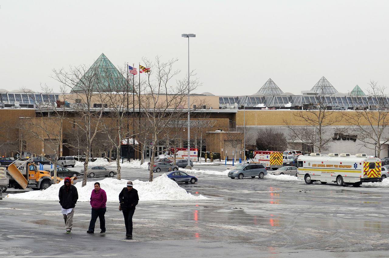 The area outside the mall is seen after the shooting. 