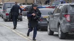 Maryland State Police patrol the Columbia Mall after a fatal shooting on January 25, 2014, in Columbia, Maryland.