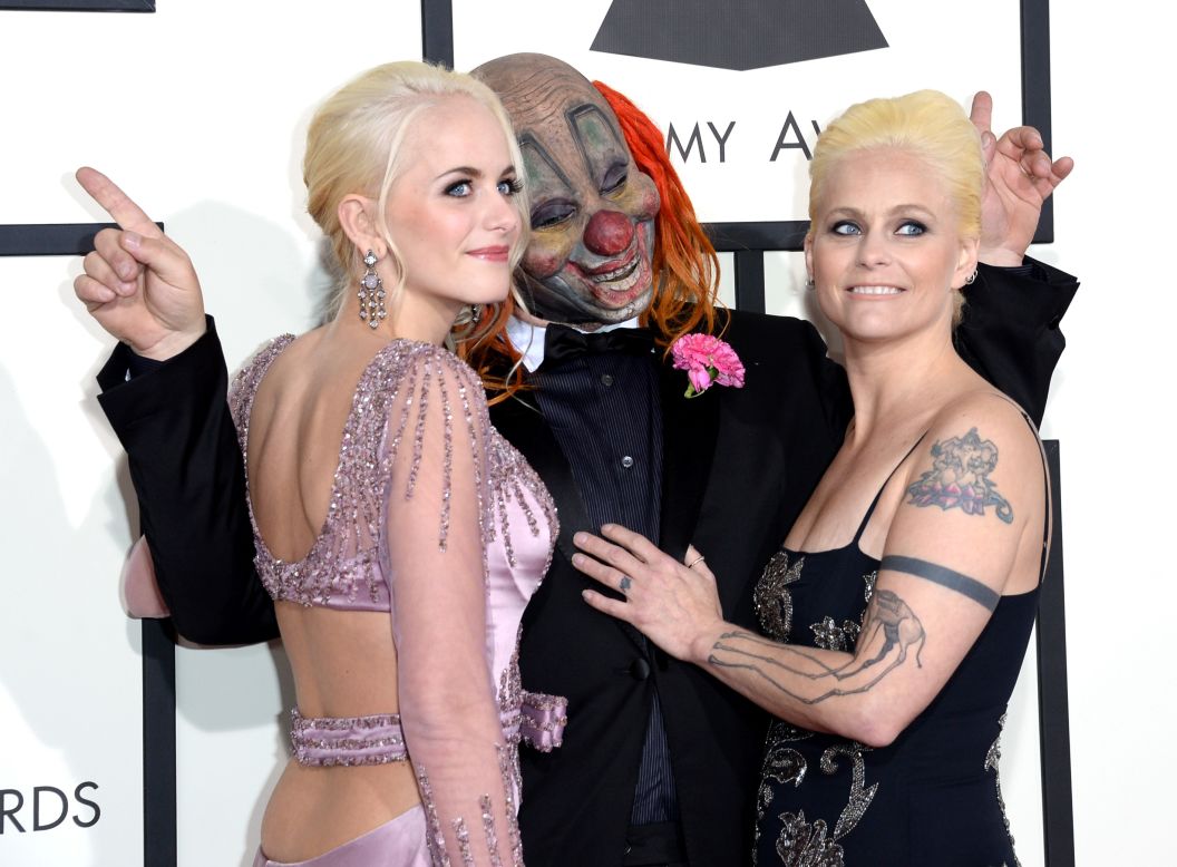 Shawn Crahan of Slipknot with his wife, Chantel, and one of his daughters